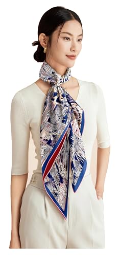 100% Silk Scarves, Extra-Large and XX-Large - color: Zebra & Giraffe, Blue/Red, Double-sided, Hand Rolled Edges