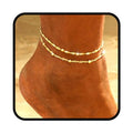 Yalice 925 Silver Ankle Bracelets Chain for Women Dainty 14K Gold Plated Waterproof Beads Anklets Layered Beach Foot Jewelry Gift - color: Gold-Satellite Chain