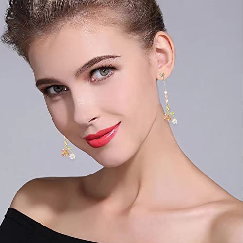 Lightweight Boho Chic Crystal Asymmetry Flower Drop Earrings White Long Dangle Petals Tassel Earrings for Women Wedding Jewelry - color: A