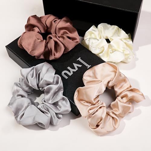 Hair Ties Scrunchies for Women's, Big Scrunchies Both for Thick Hair or Thin Hair Curl Hair No Crease Ponytail Holder No Hurt Your Hair - color: Soft Brown