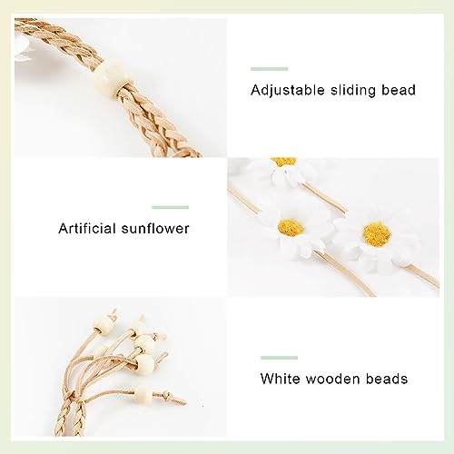 DOCILA Flower Headbands For Women Hippie Floral Hairband Boho Fairy Crown Wedding Parties Outfit Costume Hair Accessories - color: A-White