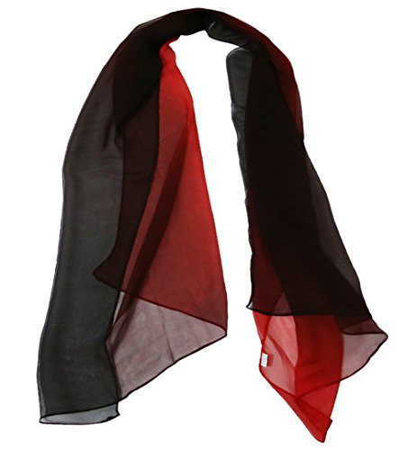 Women Soft Chiffon Lightweight Neck Scarf Head Hair Wrap - color: Red&black