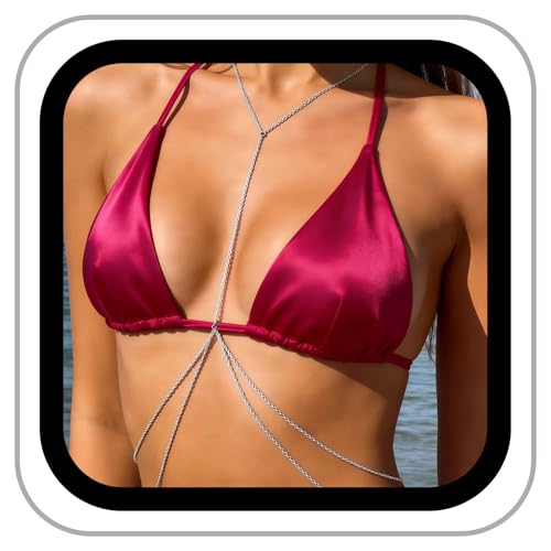 14k Gold Plated Cross Waist Body Chain for Women, Sexy Bra Body Chains & Belly Chain, Waist Beach Jewelry for Vacation Accessories - style: Chain - silver