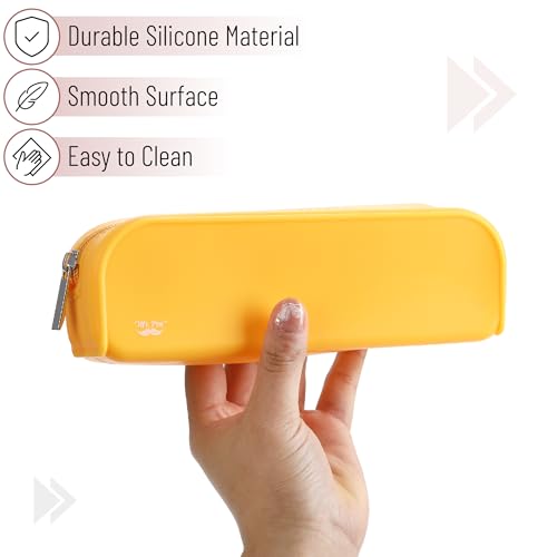 Mr. Pen- Silicone Pencil Case, Aesthetic Pencil Bag for Women, Makeup Pouch | Multifunctional Pouch for Stationery, Cosmetics and Electrical Goods Storage - color: Golden Honey