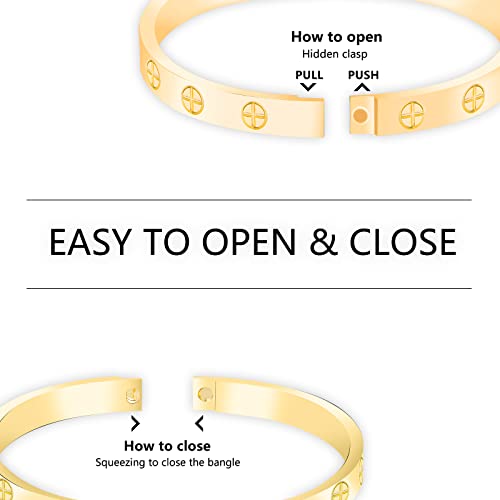 2-Pack Friendship Bracelets for Women - 18K Gold Plated Titanium Steel Cuff Love Bangle Set with Cubic Zirconia | Sister Jewelry Gift, Eco-Friendly Packaging, Durable Everyday Wear - size: Small