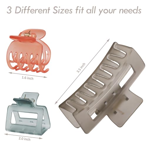 CHANDAT Medium Claw Hair Clips Set for Women - 3 Styles, 9PCS Rectangle Hair Clips for Thick Hair, Square Clips for Thin Hair - Ice Cream - color: Ice Cream