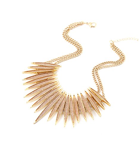MOLOCH Sparkling Druzy Leaf Choker Necklace Fashion Gold-Tone Collar Necklace Bib Statement Chunky Tribal Necklace Woman Jewelry - color: Gold