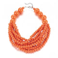 COLORFUL BLING Boho African Wooden Beaded Strands Necklace Ethnic Layered Chunky Collar Choker Wood Necklace for Women Hip Hop Statement Jewelry - color: orange