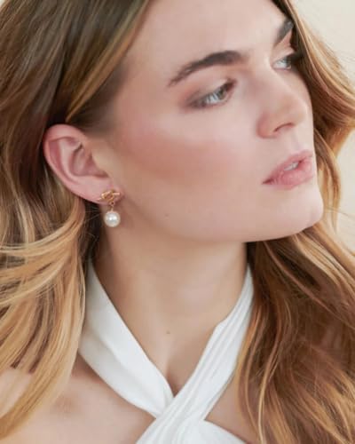 18K Gold Love Knot Stud Earrings for Women Statement Button Pearl Stud Earrings Minimalist Cute Small Post Earring - color: 10.Love knot