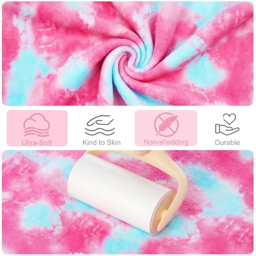 Basumee Microfiber Hair Towel Wrap for Kids 2 Pack Rapid Drying Hair Towel with Button Hair Turbans for Wet Hair Wraps Head Towel Wrap for Women and Girls - color: Pink Purple Tie-dye