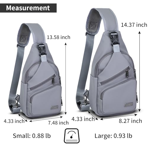 AMJ Crossbody Sling Bag Men Women, Casual Shoulder Backpack, Chest Daypack Satchel for Hiking Travel - color: Leather Grey, size: Large
