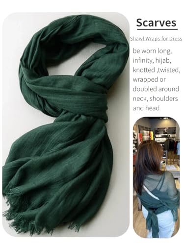 Harewom Lightweight Gauze Linen Feeling Shawl Wraps for Women Beach Summer Scarf for Evening Wedding Dresses - color: Shawl Wraps - Dark Green