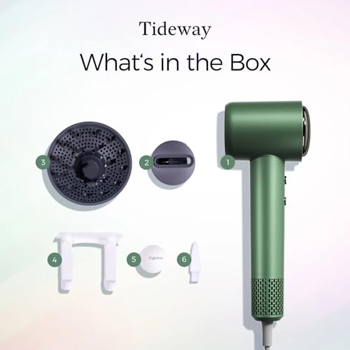 Tideway Hair Dryer Professional High-Speed Ionic Blow Dryer 110,000 RPM, Compact Hair Dryer with Magnetic Diffuser, Fast Drying with Brushless Motor Low Noise Smart Temperature Control-H11 - color: Green