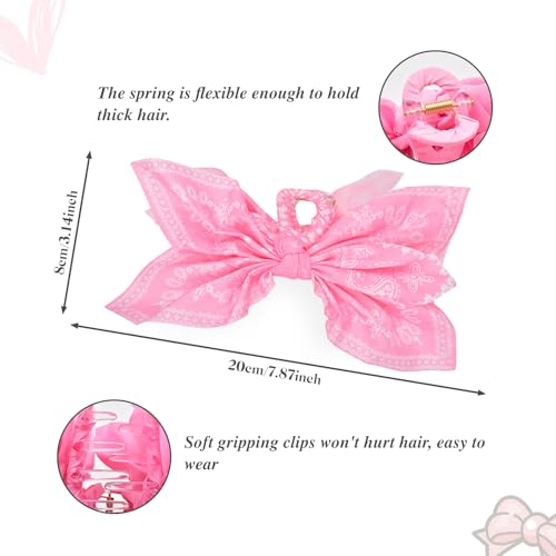 Bow Claw Clips Bow Hair Clips 2PC Pink Big Hair Bows for Women Butterfly Styling Large Hair Clips for Thick Hair for Girls Hair Accessories for Teen - color: 2PC-Pink