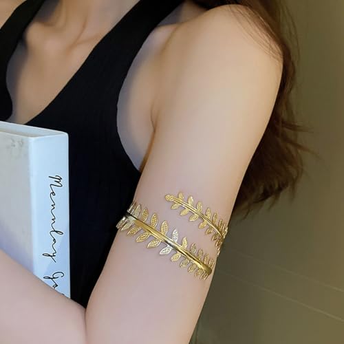 Arm Cuff Jewelry for Women Adjustable Flower Cuff Bangle Bracelet Gold Armband Upper Jewelry Gifts for Women Boho Western Accessories - color: C1:3pcs gold arm cuff