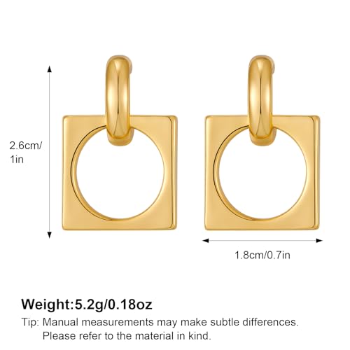 MUYAN Gold Silver Geometric Drop Dangle Earrings for Women Brushed Link Square Dangle Earrings Trendy Jewelry - color: A Gold