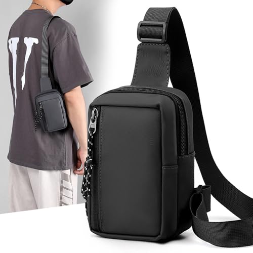Mini Sling Bag for Men/Women, Waterproof Utility Crossbody Backpack Chest Bag for Hiking Travel Sports Running (Black) - color: Black