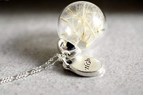 MadamLili | Dandelion Wish Necklace – 925 Sterling Silver | Real Dandelion Seeds from Germany in Borosilicate Glass | Nature-Inspired Terrarium Jewelry | Lucky Charm for Dreams & Wishes