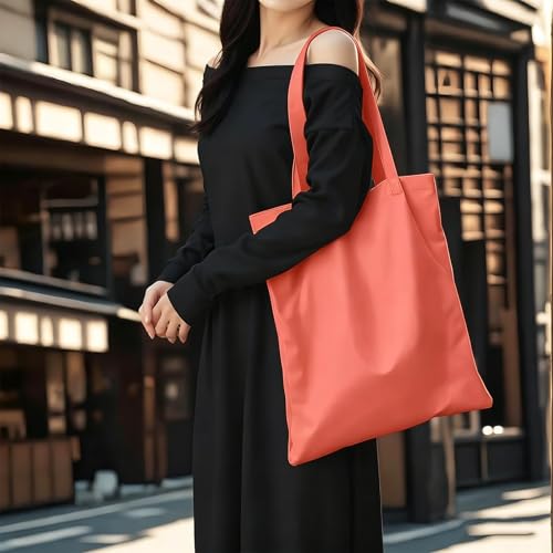 1 Pack Available Premium Canvas Reusable Tote Gift Bags,Made of Natural Canvas with Handle,Work,DIY,Shopping(Coral red) - color: C3-coral Red 1 Pack