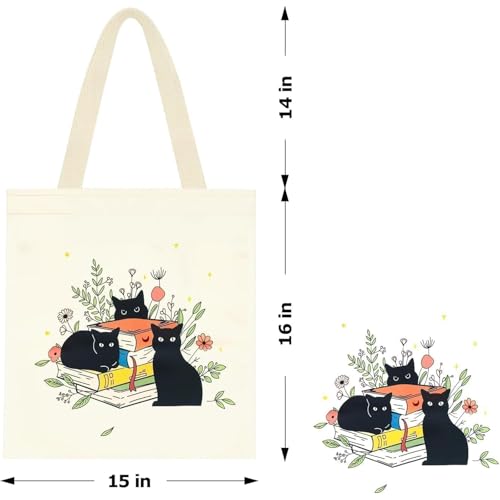 1 Pack Reusable Canvas Cute Shoulder Bag,Made of 10 oz Canvas Tote Bag for Women,for Grocery, Shopping, Beach and Daily Use(Cat) - color: A1-cat 1 Pack