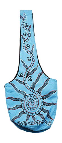 Mandala Crafts Hippie Bag, Large Boho Hobo Purse for Women, Crossbody Shoulder Sling Bags for Indie Style Bohemian Accessory - style: Blue Sun