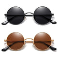 MEETSUN Small Round Polarized Sunglasses for Men Women Metal Retro Hippie Circle Sun Glasses Driving Festival Cosplay UV400 - color: Black / Gray + Gold / Brown