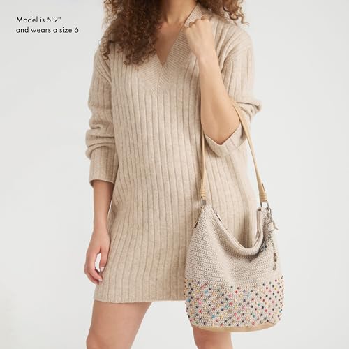 The Sak Sequoia Hobo Bag - Hand Crochet Large Women's Purse for Everyday & Travel - Durable Handbag & Tote With Zipper Pocket - color: Ecru Multi Bead