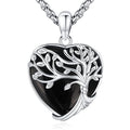 Turquoise/Amethyst/Moonstone/Black Onyx Tree of Life Necklace for Women Hummingbird Necklaces White Gold Plated Copper Jewelry - style: A-Tree of Life -Black Onyx