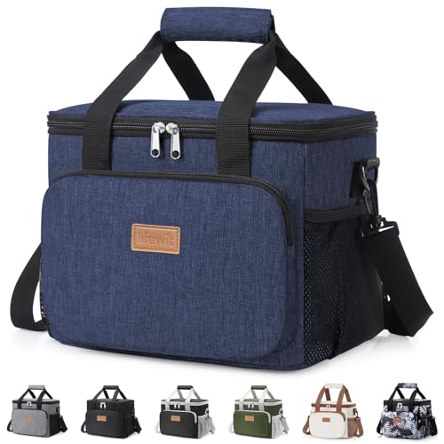 Lifewit Medium Lunch Bag, Insulated Lunch Box, Soft Cooler Cooling Tote for Adult Men Women, Dark Blue 12-Can (9L) - color: Dark Blue, size: Medium(9L)