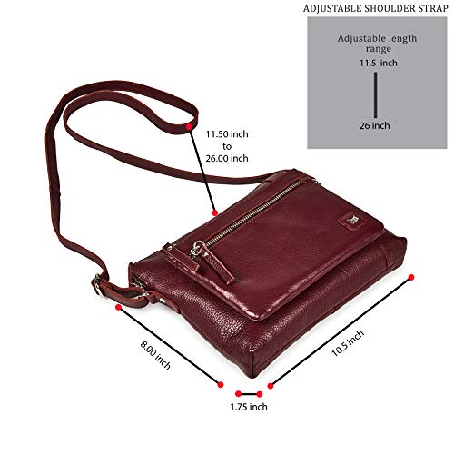 Leather Crossbody Bags for Women Small Soft Genuine Pebbled Sling Shoulder Handbag Crossover Purse with Full Adjustable Strap (Burgundy Nappa) - color: Burgundy Nappa