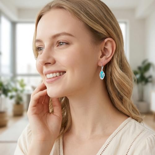 Natural Turquoise Earrings for Women Dangling 925 Sterling Silver Dangle Earrings Western Jewelry Christmas Gift for Sister Mother - style: I-Hummingbird Earrings