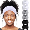 obeoby 6 Pack Head Wraps for Women, Wide Headbands for Women's Hair Non Slip 6inch Thick Turban Knotted Hair Bands for Lady Large Boho African - color: Black,white,grey