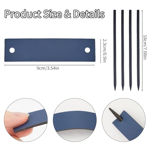 NICENEEDED 4PCS Leather Hair Clips, Faux Leather Hair Barrettes with Stick, Rectangle Shape Hair Slider Pin Stylish Bun Holder Hair Accessories for Women