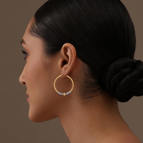 LeCalla 925 Sterling Silver Large Hoop Earrings | Lightweight Antique Bali Hoops | Two-Tone Bohemian Oxidized Balinese Earrings for Women - color: Two-Tone Bali-35mm