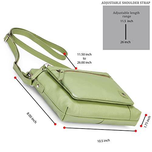 Leather Crossbody Bags for Women Small Soft Genuine Pebbled Sling Shoulder Handbag Crossover Purse with Full Adjustable Strap (Sage Nappa) - color: Sage Nappa