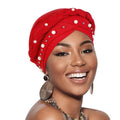 African Women Turban Caps Pre-Tied Twisted Turbans Head Scarf for Women Hair Wraps Cover Beanie Cancer Chemo Headwear - color: 1 Pack Twisted Braid: Pearls Dark Red