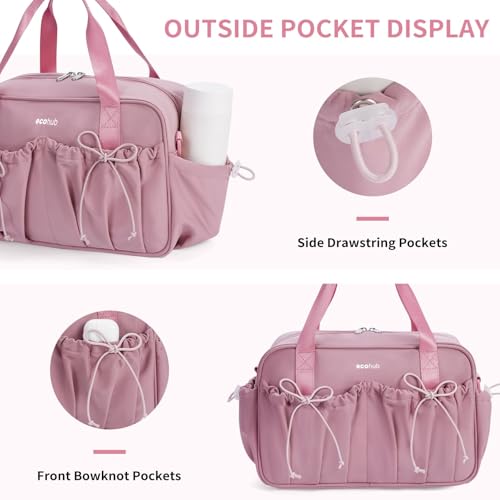 ECOHUB Small Gym Bag for Women, Mini Gym Duffle Bag with Wet Compartment, Bowknot Sports Bag, Cute Gym Tote Bag Dance Yoga Workout Travel Bags Pink - color: Pink
