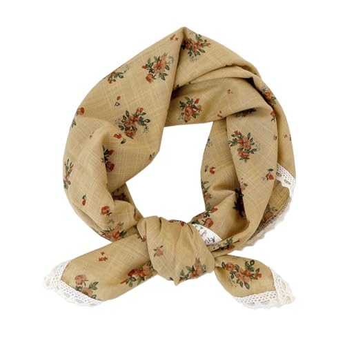 Soft Cotton Like Lace Bandana Headband, Head Wrap, Protective Coverage, Hair Neck Scarf for Women 24 x 24 inch - color: Cas031 - Bouquet Y