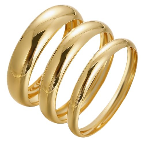 Chunky Gold Bangle Bracelets for Women, Dainty 14k Gold Plated Big Stackable Bangles Set, Trendy Cuff Bracelet Stack Fashion Jewelry Gifts - style: A1-gold