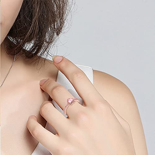 KUNSIR 925 Sterling Silver Rings Classic Cubic Zirconia Eternity Promise Statement Anniversary Wedding Bands Engagement Rings for Women Infinity Forever Love Ring Size 7-9 - style: 1-Pink Stone Ring