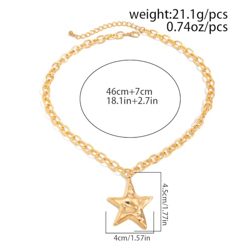 Chunky Necklace for Women Big Star Necklaces for Women Trendy Large Statement Necklace Thick Chain Bold Chunky Jewelry Star Accessories Boho - style: 3 - G