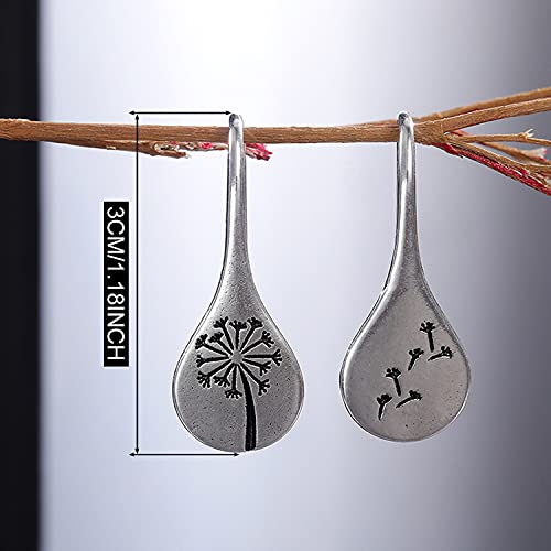 Handmade Lightweight 925 Sterling Silver Dandelion Dangle Drop Earrings for Women Teen Girls Water Drop Vintage Silver Flower Mountain Tree Dangle Earrings Jewelry Gifts for Mom Lover - color: Silver 2