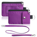 Artpaxy Minimalist Wallet For Mens Womens, Keychain RFID Blocking Zipper Small Wallet with ID Window 2 Lanyards,Water Resistant Travel Cash Card Coin Case Boys Girls - color: Purple, style: Casual