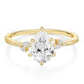 EAMTI 2CT Engagement Rings Pear Cut Wedding Teardrop Bridal Halo Nature Inspired Rings Cubic Zirconia Promise Bands for Women 3-11 - color: Brass-Gold
