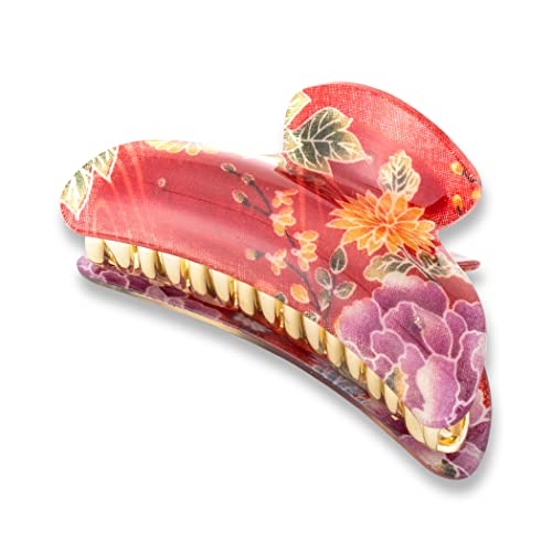 Hair Claw Clip for Women Girls Flower Banana Cute Kawaii Aesthetic Hair Clip for Thic Hair (Hair Vance Big/Darkred) - color: Hair vance Big / Darkred