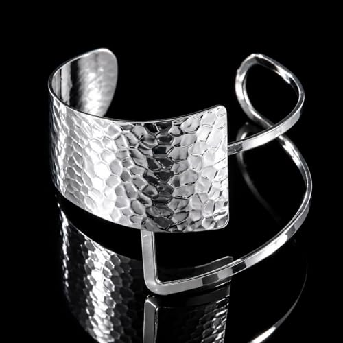 Bohemian Metal Bangle Bracelets for Women - 4 Colors (Silver/Black/Gold/Red) Adjustable Open Design, Versatile Stackable Jewelry for Daily Wear & Gifts - color: Silver