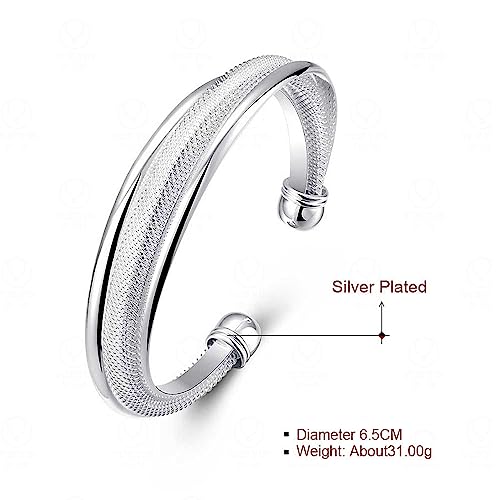 925 Sterling Silver Bracelets Open Adjustable Bangle Bracelet Teardrop Water Drop Cuff Bangles for Women - color: Pattern 4
