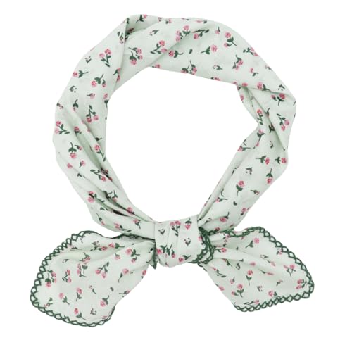 Large Cotton Bandanas for Women, 27 x 27 inch Hair Neck Scarf, Headband Square Scarf - color: Green-small Pink Flowers