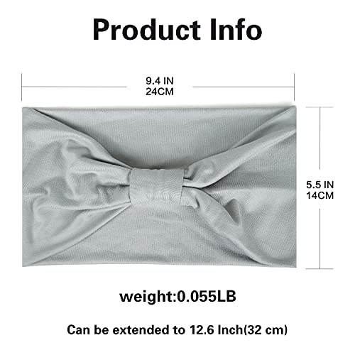GiLi 6 Pack Wide Headbands for Women Non Slip Soft Elastic Hair Bands Yoga Running Sports Workout Gym Head Wraps, Knotted Cotton Cloth African Turbans Bandana (with 6 Pcs Hair Ties) - color: 6 Color (White+Black+Navy+Yellow+Light Grey+Skin)