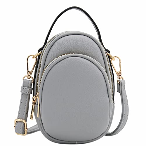FashionPuzzle Two Compartment Mini Crossbody Bag | Two Compartment - color: Light Grey